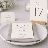 Invitation Elegant Minimalist Wedding Menu Card 