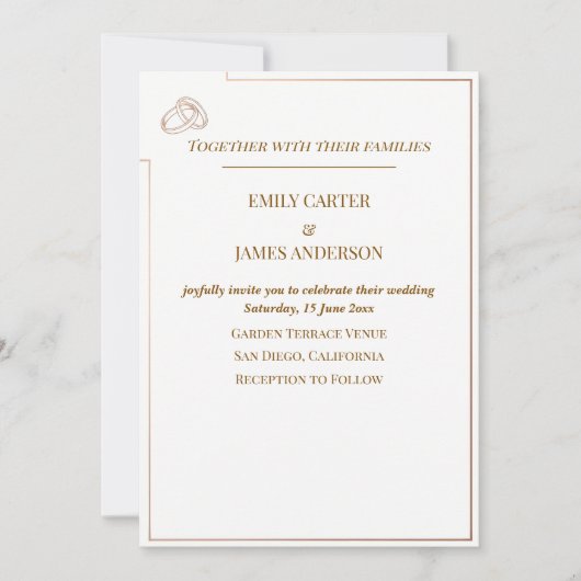 Invitation Elegant Minimalist Wedding Template with Rings (Devant)