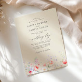 Invitation Elegant minimalist wildflower floral beige wedding