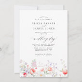 Invitation Elegant minimalist wildflower floral wedding (Devant)