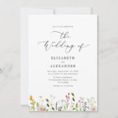 Invitation Elegant minimalist wildflower wedding (Devant)
