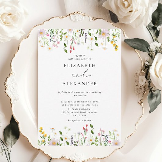 Invitation Elegant Minimalist Wildflower Wedding