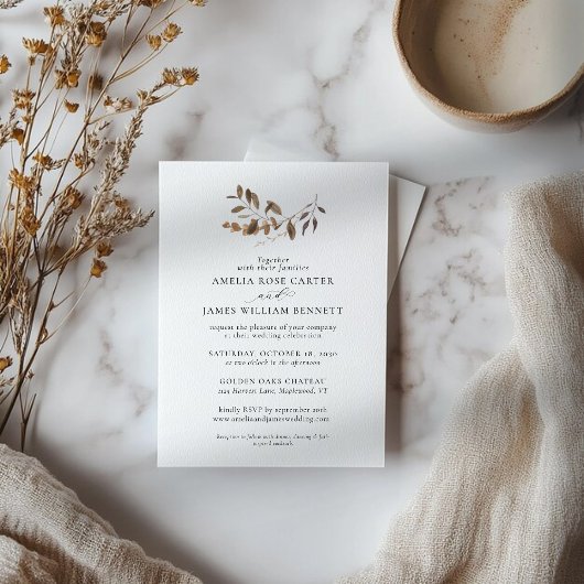 Invitation Élégant minimaliste Automne Eucalyptus Mariage