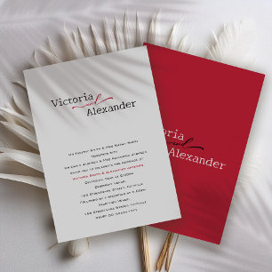 Invitation Élégant minimaliste avec Mariage Accents rouges