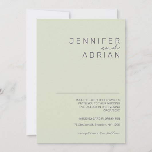 Invitation Elégant minimaliste Beige moderne Simple Mariage (Dos)