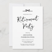 Invitation Élégant minimaliste Black & White Retraite Party (Devant)