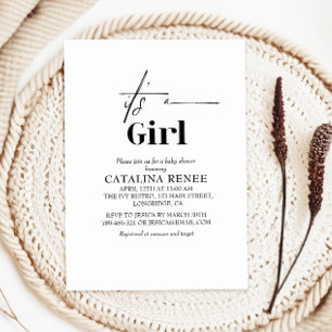 Invitation Elégant minimaliste Blanc C'Est Un Baby shower Fil