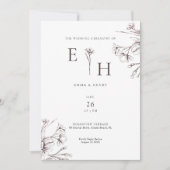 Invitation Élégant & Minimaliste Botanique de Mariage (Devant)