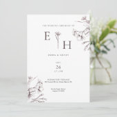 Invitation Élégant & Minimaliste Botanique de Mariage (Debout devant)