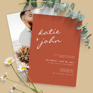 Invitation Élégant minimaliste calligraphie Mariage en terre 