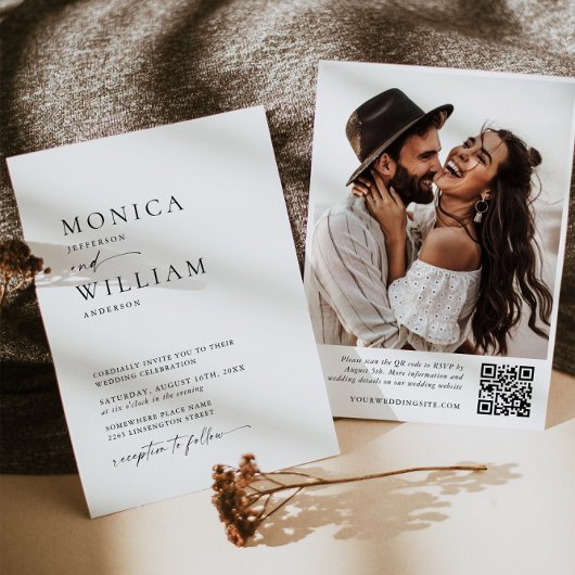 Invitation Élégant minimaliste calligraphie Mariage PHOTO