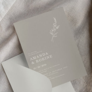 Invitation Élégant minimaliste chic Feuille Mariage de fleurs