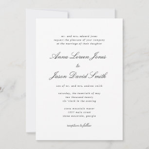 Invitation Élégant minimaliste classique tout en un Mariage I