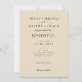 Invitation Élégant minimaliste Crème Lin Effet Mariage (Devant)