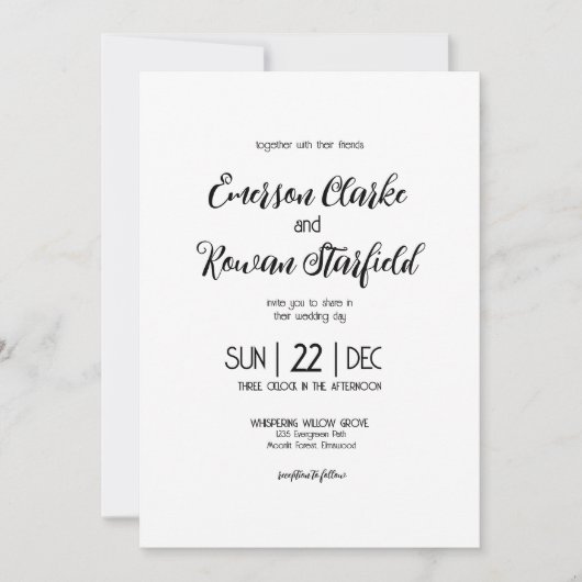 Invitation Élégant minimaliste éditable Mariage (Devant)