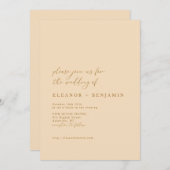 Invitation Élégant minimaliste Élégant Mariage beige chaud (Devant / Derrière)