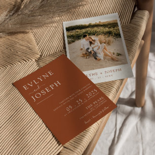 Invitation Élégant minimaliste en terre cuite Boho Mariage mo