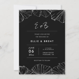 Invitation Élégant minimaliste Ginkgo Biloba mariage