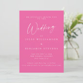 Invitation Élégant minimaliste Hot Pink Script Serif Mariage (Debout devant)