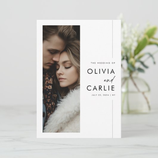 Invitation Élégant minimaliste Mariage 3 photo (Debout devant)