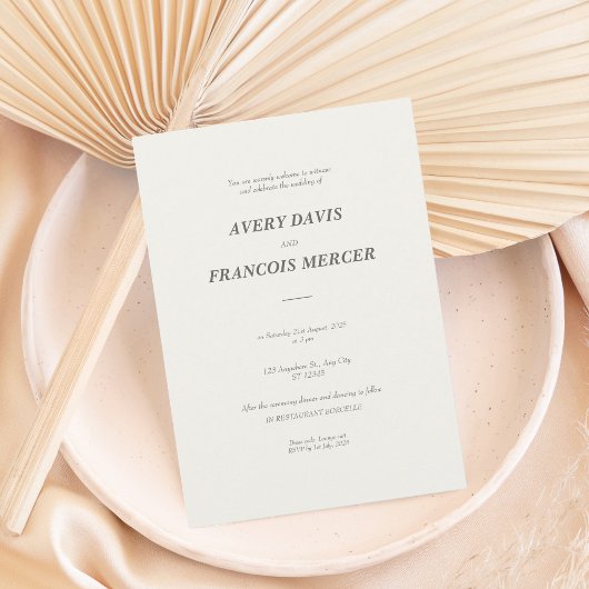 Invitation Élégant minimaliste Mariage beige
