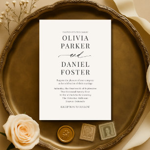 Invitation Élégant minimaliste Mariage beige neutre