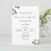 Invitation Élégant minimaliste Mariage bilingue espagnol (Debout devant)