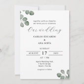 Invitation Élégant minimaliste Mariage bilingue espagnol (Dos)