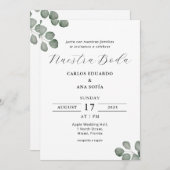 Invitation Élégant minimaliste Mariage bilingue espagnol (Devant / Derrière)