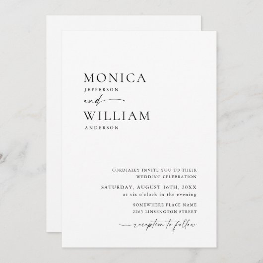 Invitation Élégant minimaliste Mariage de calligraphie (Devant / Derrière)