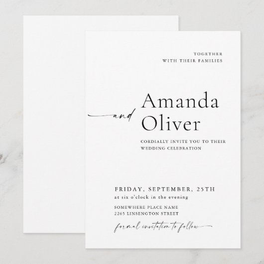 Invitation Élégant minimaliste Mariage de calligraphie (Devant / Derrière)