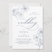 Invitation Élégant minimaliste Mariage de dessin floral (Devant)