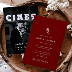 Invitation Élégant minimaliste Mariage photo botanique