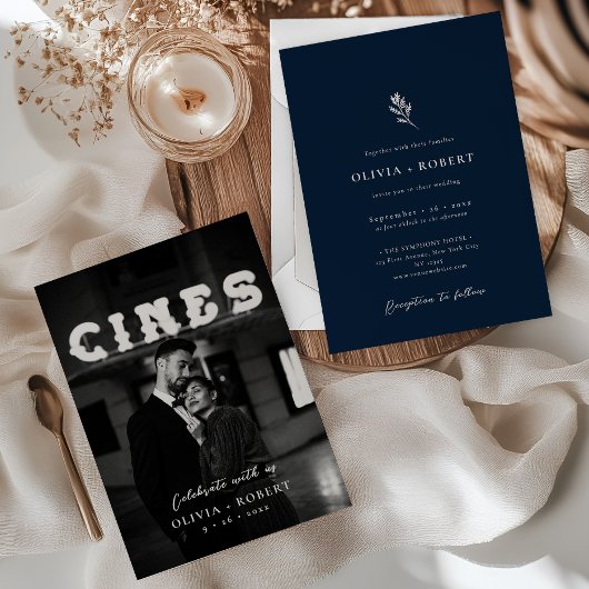 Invitation Élégant minimaliste Mariage photo botanique