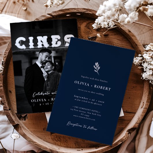 Invitation Élégant minimaliste Mariage photo botanique