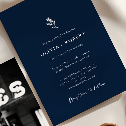 Invitation Élégant minimaliste Mariage photo botanique