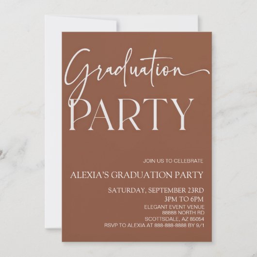 Invitation Élégant minimaliste minimaliste Editable Graduatio (Devant)