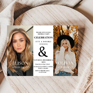 Invitation Élégant minimaliste moderne double anniversaire