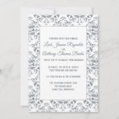 Invitation Élégant minimaliste moderne Dusty Blue Damask (Devant)