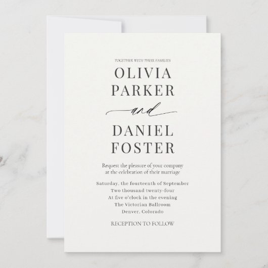 Invitation Élégant minimaliste moderne Mariage (Devant)