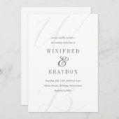 Invitation Élégant minimaliste moderne Mariage blanc et gris (Devant / Derrière)