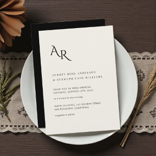 Invitation Élégant Minimaliste Moderne Mariage Ivoire Noir