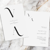 Invitation Élégant minimaliste moderne Mariage noir et blanc