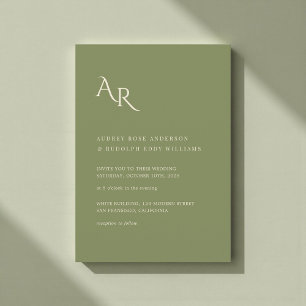Invitation Élégant Minimaliste Moderne Mariage Vert Crème