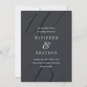 Invitation Élégant minimaliste moderne Monogramme Mariage noi