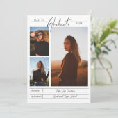 Invitation Élégant Minimaliste Multi-Photo Graduation (Debout devant)