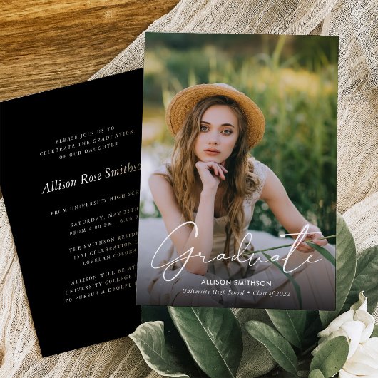 Invitation Élégant minimaliste noir blanc