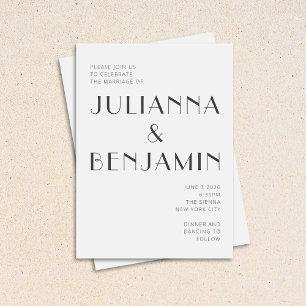 Invitation Élégant minimaliste noir blanc Art déco Mariage