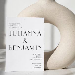 Invitation Élégant minimaliste noir blanc Déco Mariage chic