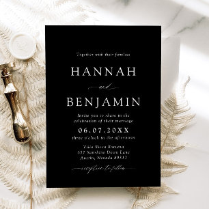 Invitation Élégant minimaliste noir & blanc moderne Mariage